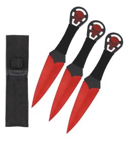 9 Inch Red Punisher Skull Throwing Knives 3 Pc Set