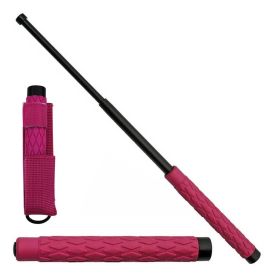 21" Self Defense Extendable Solid Steel Walking Stick Baton Pink Handle
