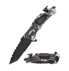 8" Military Tactical Spring Assisted Rescue Multi Tool Pocket Camo Knife