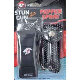 Mini Stun Gun and Pepper Spray Combo for Self Defense Black Bling