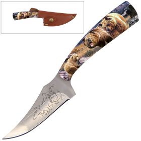 7" Full Tang Fixed Blade Knife Bear Handle for Hunting, Skinning