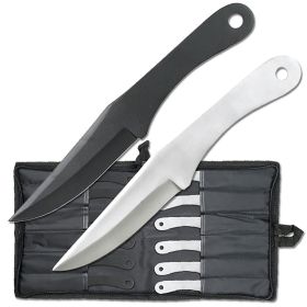 8.5" 2 Pcs Black/Silver Ripper Throwing Knife Set with Case