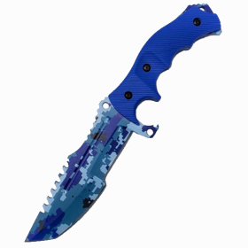 8.5" CSGO Huntsman Blue Digital Camo Fixed Blade Knife